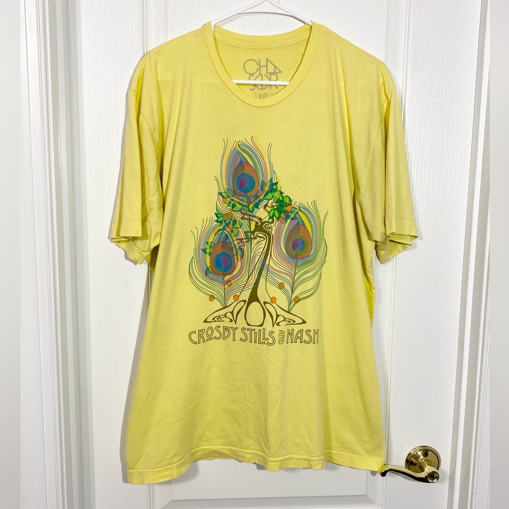 2010 Crosby Stills & Nash Tour Tee USA Made Yellow Men’s XXL